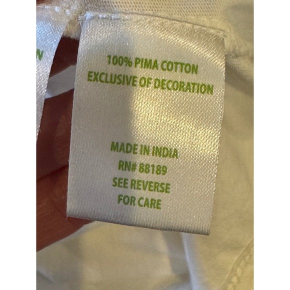 Lilly Pulitzer Shirt Women Small White Pink Idara One Shoulder‎ Eyelet Pom Pom - Picture 11 of 12